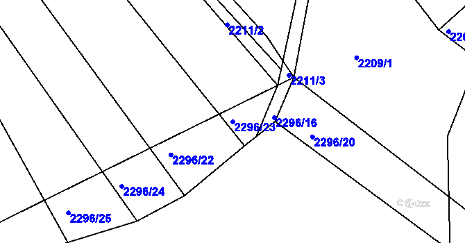 Parcela st. 2296/23 v KÚ Koryčany, Katastrální mapa