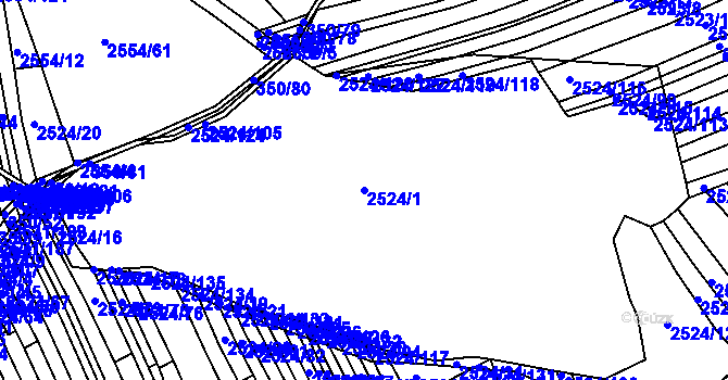 Parcela st. 2524/1 v KÚ Koryčany, Katastrální mapa