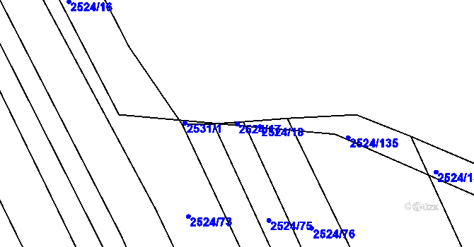 Parcela st. 2524/17 v KÚ Koryčany, Katastrální mapa