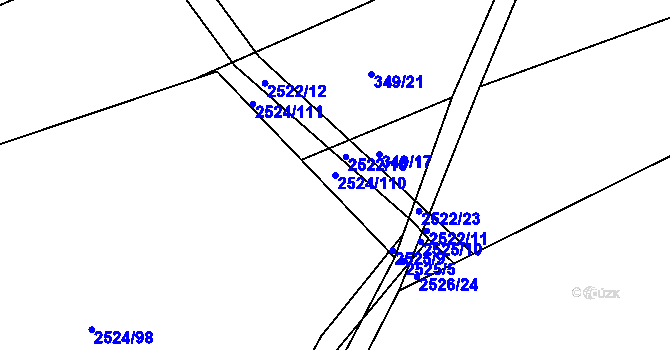 Parcela st. 2524/110 v KÚ Koryčany, Katastrální mapa