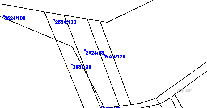 Parcela st. 2524/128 v KÚ Koryčany, Katastrální mapa