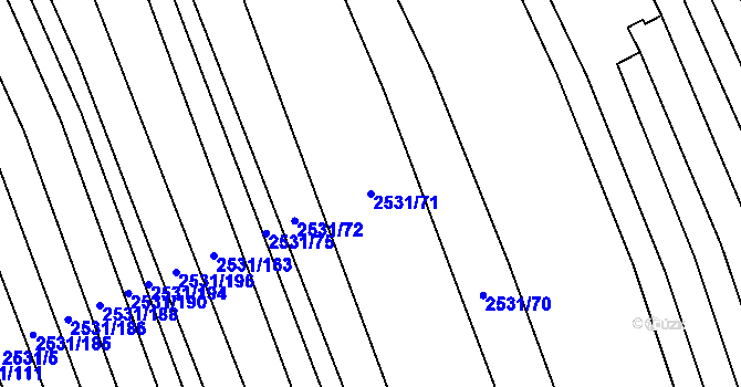 Parcela st. 2531/71 v KÚ Koryčany, Katastrální mapa