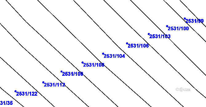 Parcela st. 2531/104 v KÚ Koryčany, Katastrální mapa
