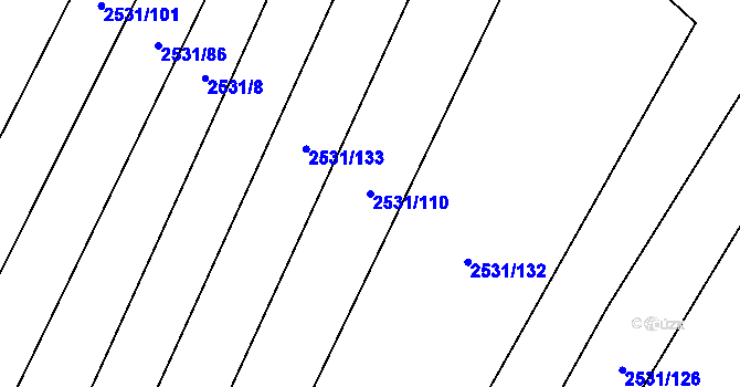 Parcela st. 2531/110 v KÚ Koryčany, Katastrální mapa