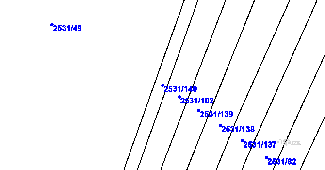 Parcela st. 2531/140 v KÚ Koryčany, Katastrální mapa