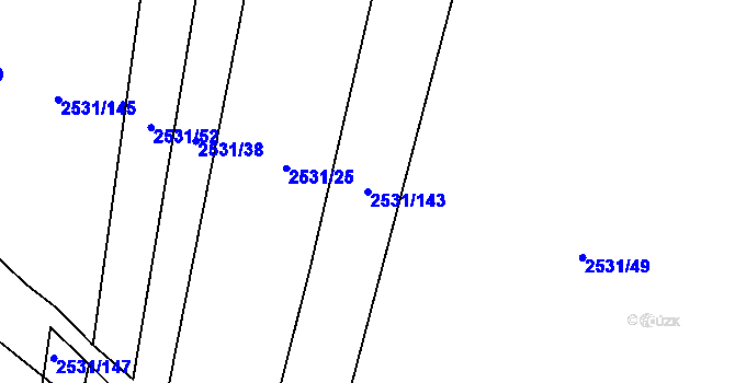 Parcela st. 2531/143 v KÚ Koryčany, Katastrální mapa