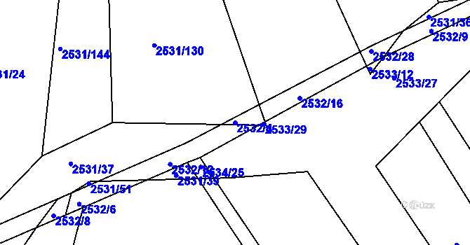 Parcela st. 2532/4 v KÚ Koryčany, Katastrální mapa