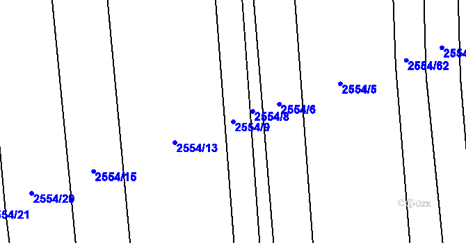 Parcela st. 2554/9 v KÚ Koryčany, Katastrální mapa