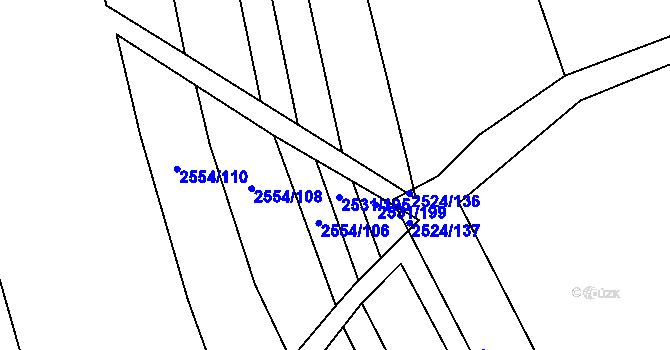 Parcela st. 2554/104 v KÚ Koryčany, Katastrální mapa