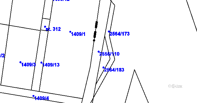 Parcela st. 2556/110 v KÚ Koryčany, Katastrální mapa