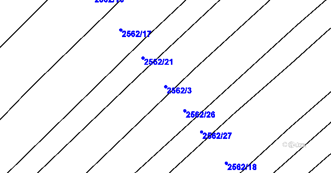 Parcela st. 2562/3 v KÚ Koryčany, Katastrální mapa