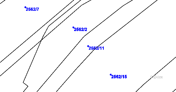 Parcela st. 2562/11 v KÚ Koryčany, Katastrální mapa