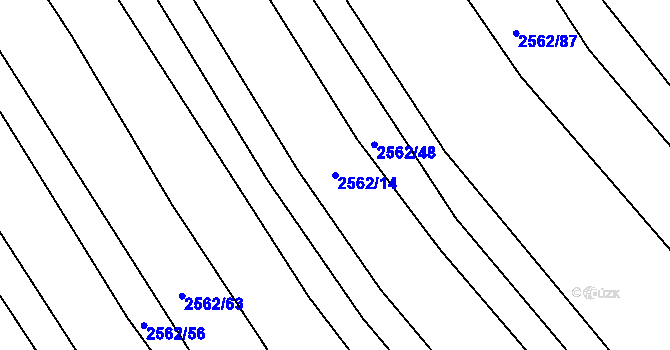 Parcela st. 2562/14 v KÚ Koryčany, Katastrální mapa
