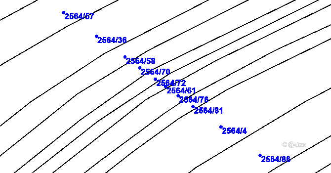 Parcela st. 2564/61 v KÚ Koryčany, Katastrální mapa