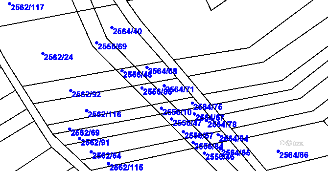 Parcela st. 2564/71 v KÚ Koryčany, Katastrální mapa