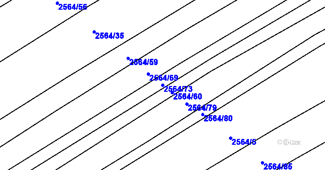 Parcela st. 2564/73 v KÚ Koryčany, Katastrální mapa