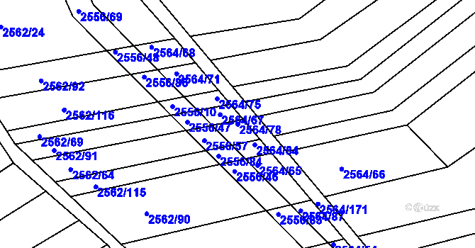 Parcela st. 2564/78 v KÚ Koryčany, Katastrální mapa