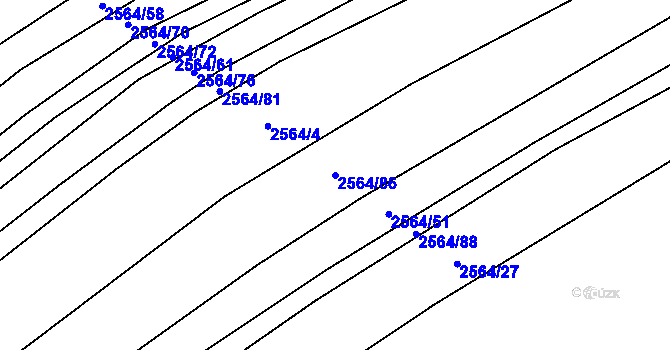 Parcela st. 2564/86 v KÚ Koryčany, Katastrální mapa