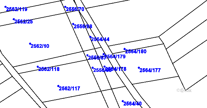 Parcela st. 2564/179 v KÚ Koryčany, Katastrální mapa