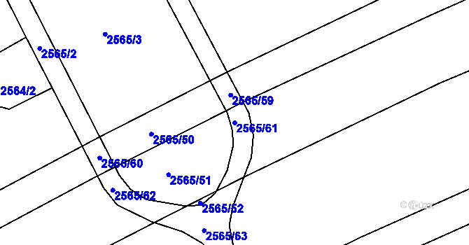 Parcela st. 2565/61 v KÚ Koryčany, Katastrální mapa