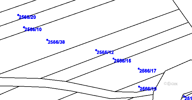 Parcela st. 2566/12 v KÚ Koryčany, Katastrální mapa