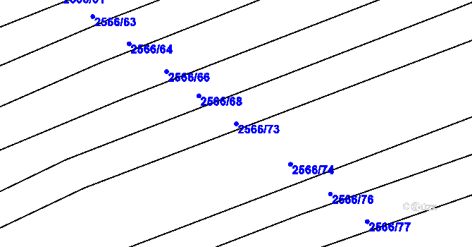 Parcela st. 2566/73 v KÚ Koryčany, Katastrální mapa