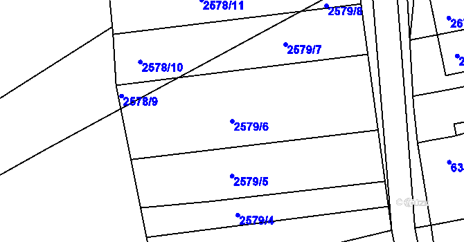 Parcela st. 2579/6 v KÚ Koryčany, Katastrální mapa