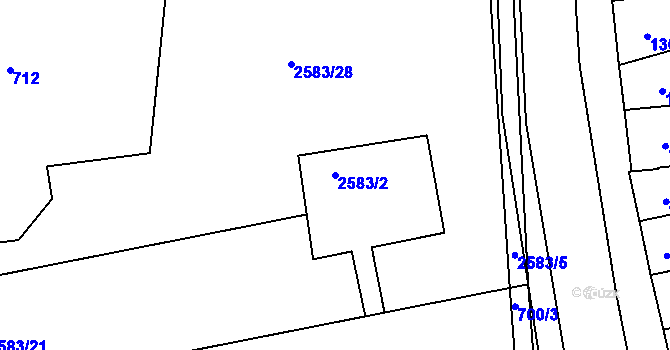 Parcela st. 2583/2 v KÚ Koryčany, Katastrální mapa