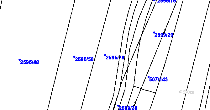 Parcela st. 2595/78 v KÚ Koryčany, Katastrální mapa