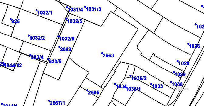 Parcela st. 2663 v KÚ Koryčany, Katastrální mapa