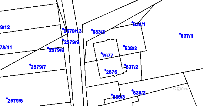 Parcela st. 2677 v KÚ Koryčany, Katastrální mapa
