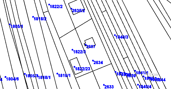 Parcela st. 2687 v KÚ Koryčany, Katastrální mapa