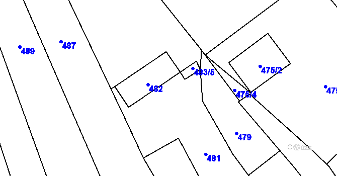Parcela st. 483/4 v KÚ Koryčany, Katastrální mapa