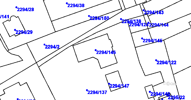 Parcela st. 2294/146 v KÚ Koryčany, Katastrální mapa