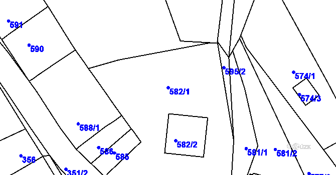 Parcela st. 582/1 v KÚ Koryčany, Katastrální mapa