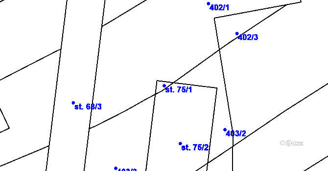 Parcela st. 75/1 v KÚ Koryta, Katastrální mapa