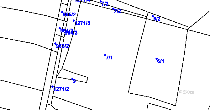Parcela st. 7/1 v KÚ Koryta, Katastrální mapa