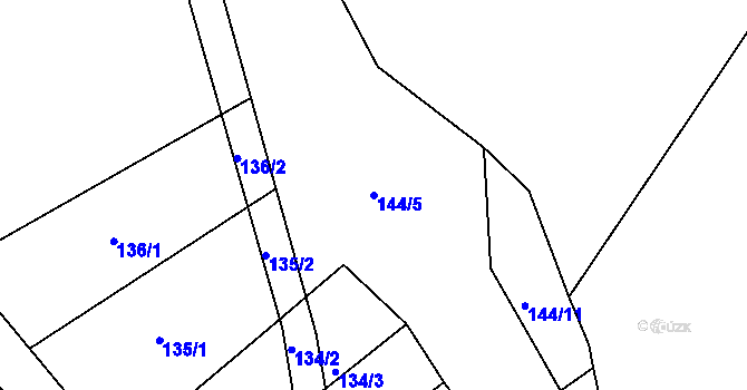 Parcela st. 144/5 v KÚ Koryta, Katastrální mapa