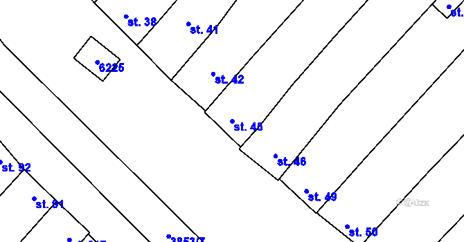 Parcela st. 45 v KÚ Korytná, Katastrální mapa