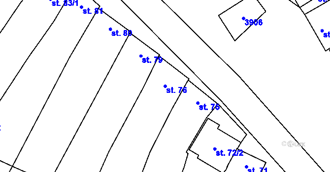 Parcela st. 76 v KÚ Korytná, Katastrální mapa