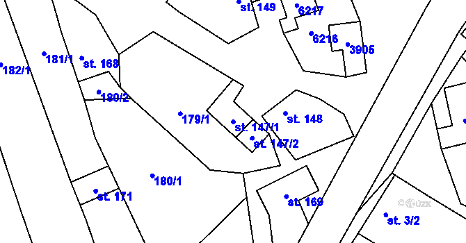 Parcela st. 147/1 v KÚ Korytná, Katastrální mapa