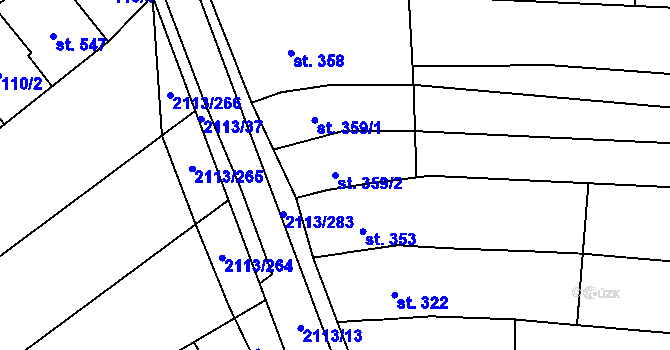 Parcela st. 359/2 v KÚ Korytná, Katastrální mapa