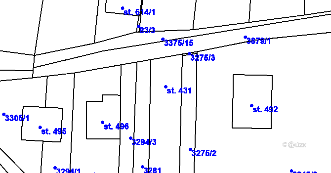 Parcela st. 431 v KÚ Korytná, Katastrální mapa