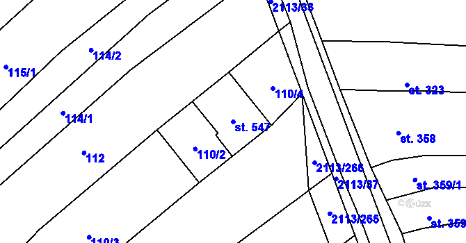 Parcela st. 547 v KÚ Korytná, Katastrální mapa
