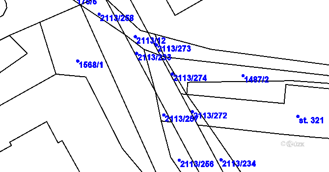 Parcela st. 2113/15 v KÚ Korytná, Katastrální mapa