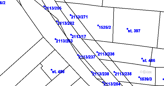 Parcela st. 2113/18 v KÚ Korytná, Katastrální mapa