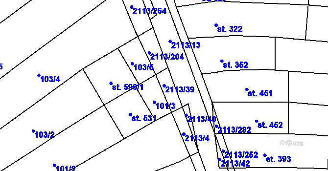 Parcela st. 2113/39 v KÚ Korytná, Katastrální mapa