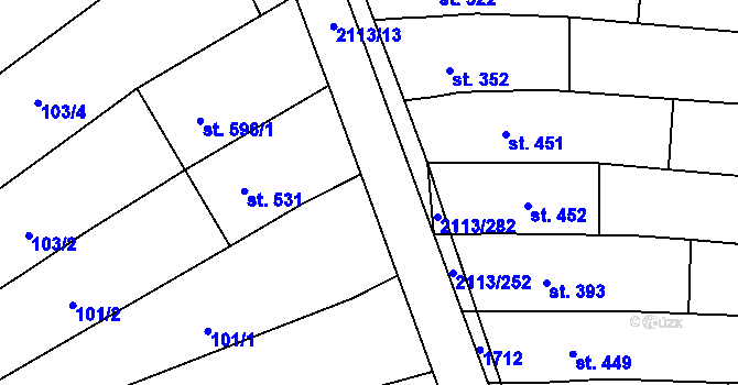 Parcela st. 2113/40 v KÚ Korytná, Katastrální mapa