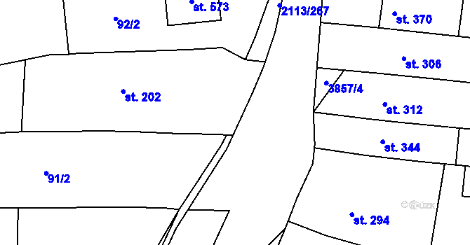 Parcela st. 2113/209 v KÚ Korytná, Katastrální mapa