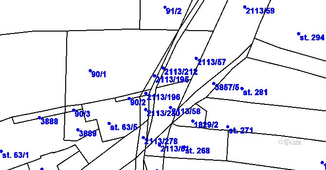 Parcela st. 2113/214 v KÚ Korytná, Katastrální mapa